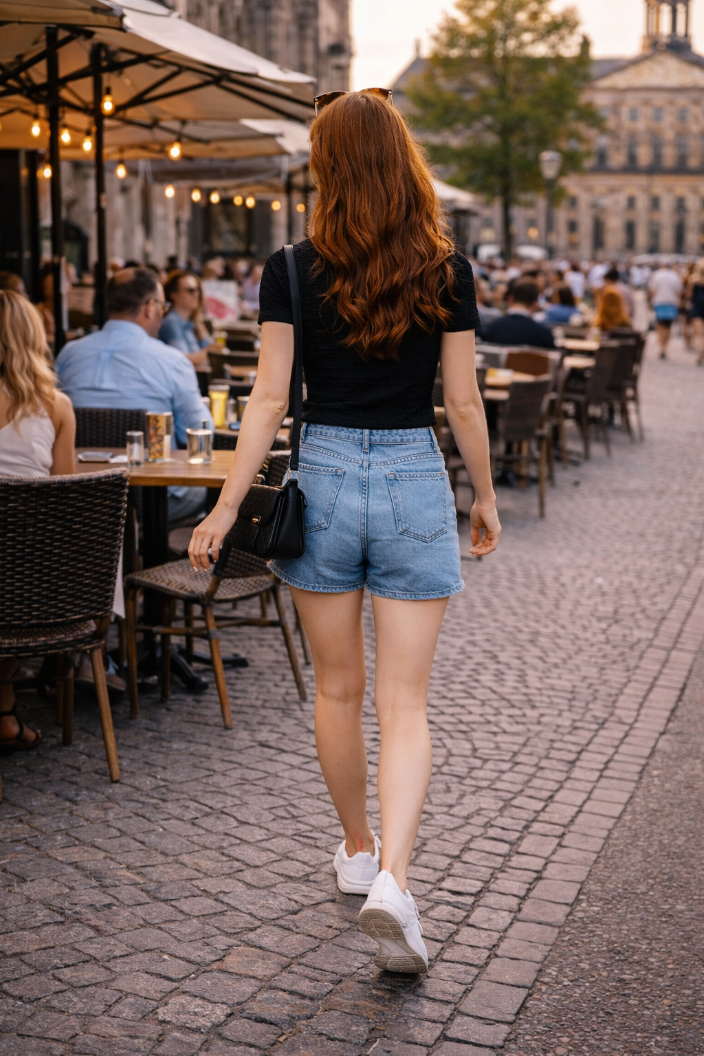 Marloes - Zwarte Dames Korte Top Met Kant