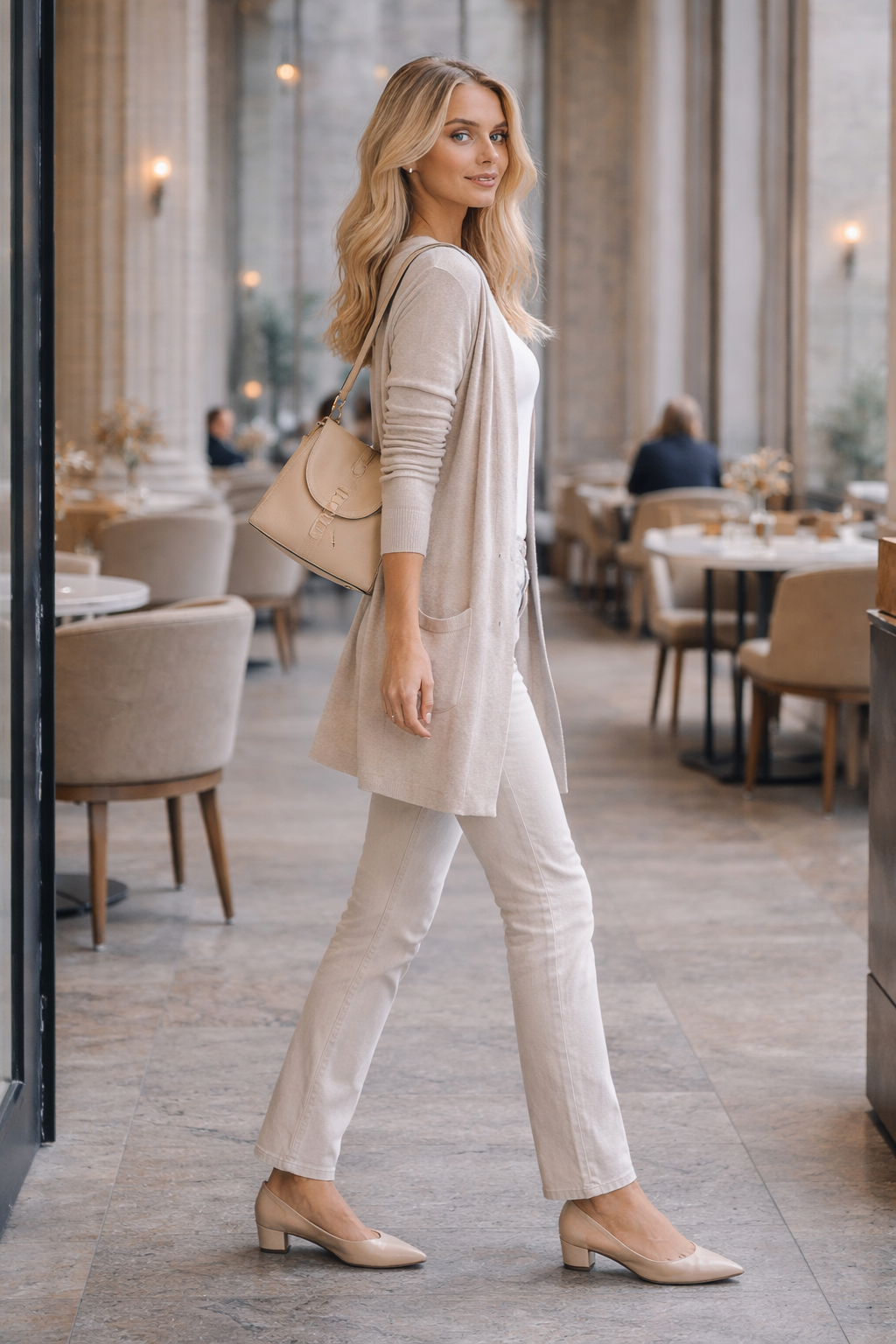 Elise – Havermoutkleurig Dames Vest