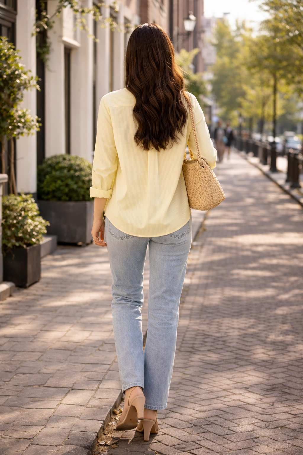 Ilse – Gele Dames Top Met Streeppatroon