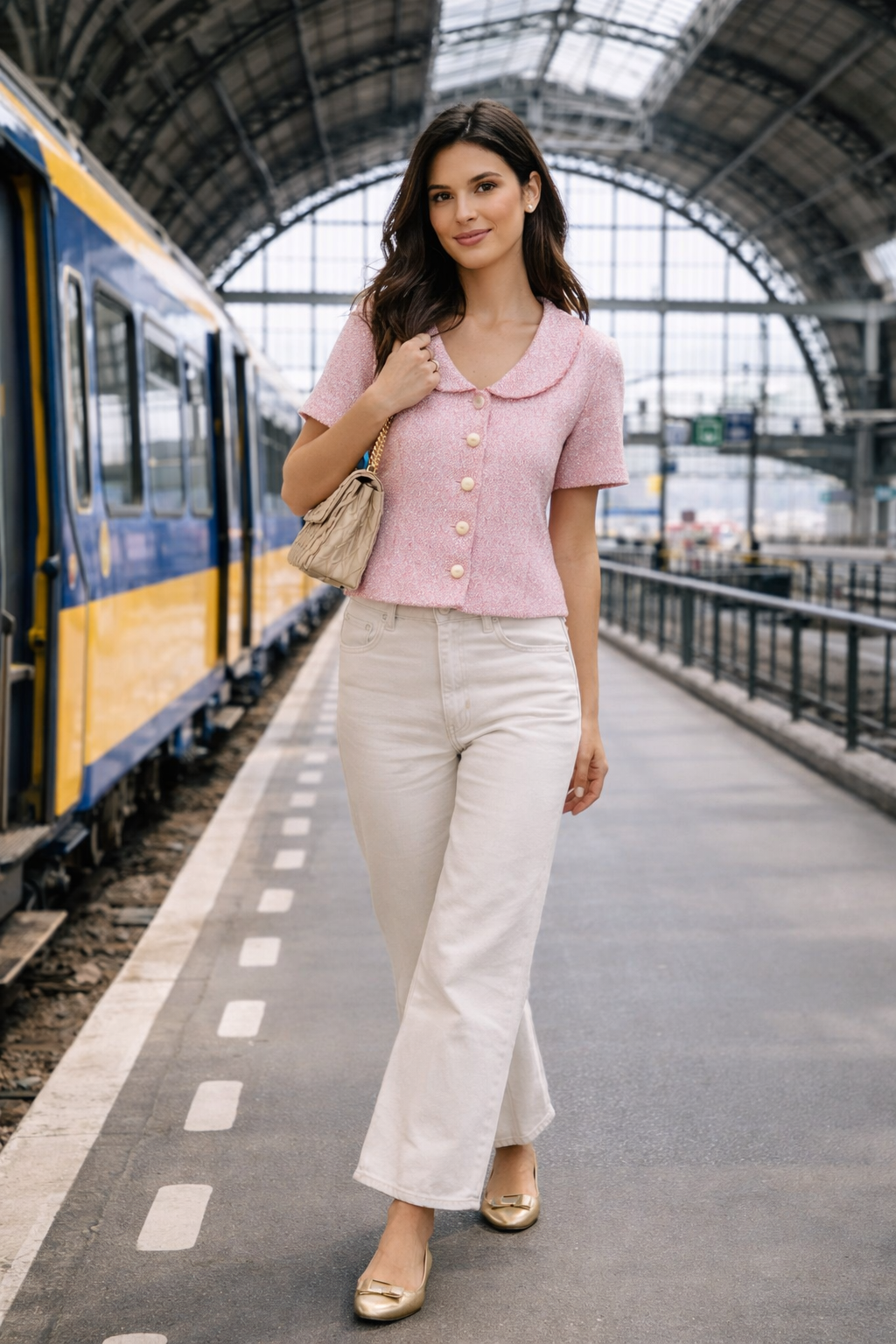 Aukje – Roze Dames Blouse Met Peter Pan Kraag