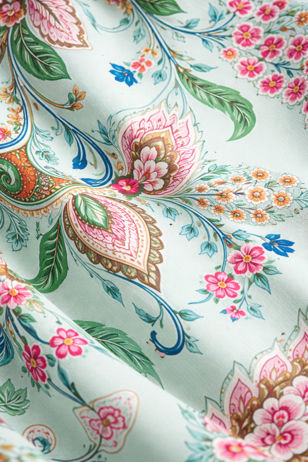 Annemiek – Saliegroene Dames Blouse Met Paisleyprint