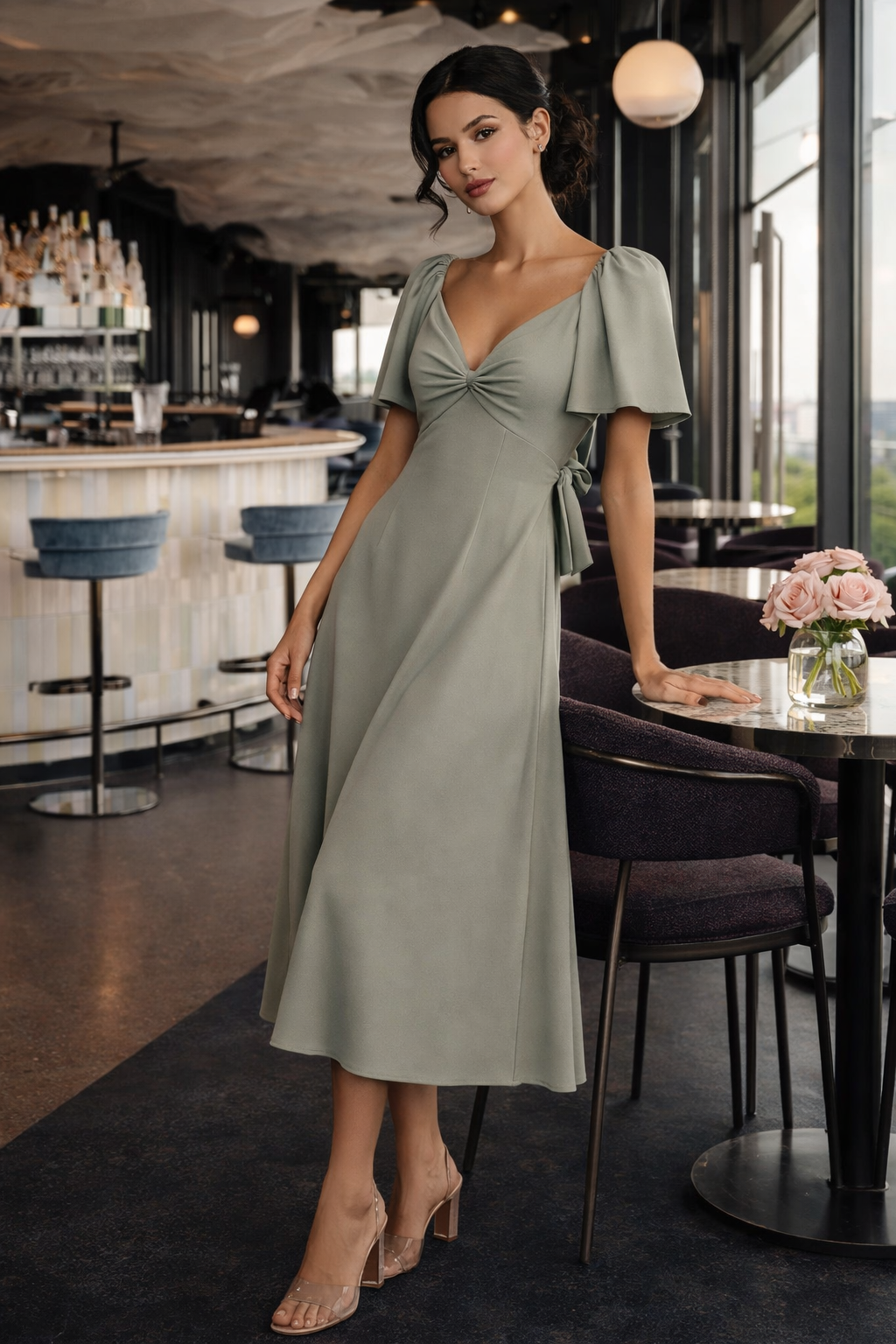Babette – Midi-jurk Met Striksluiting