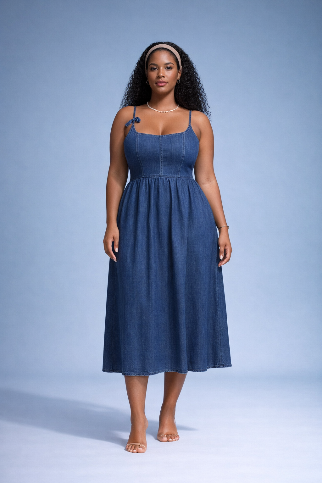 Bellod – Denim Dames Midijurk Met Strikbandjes