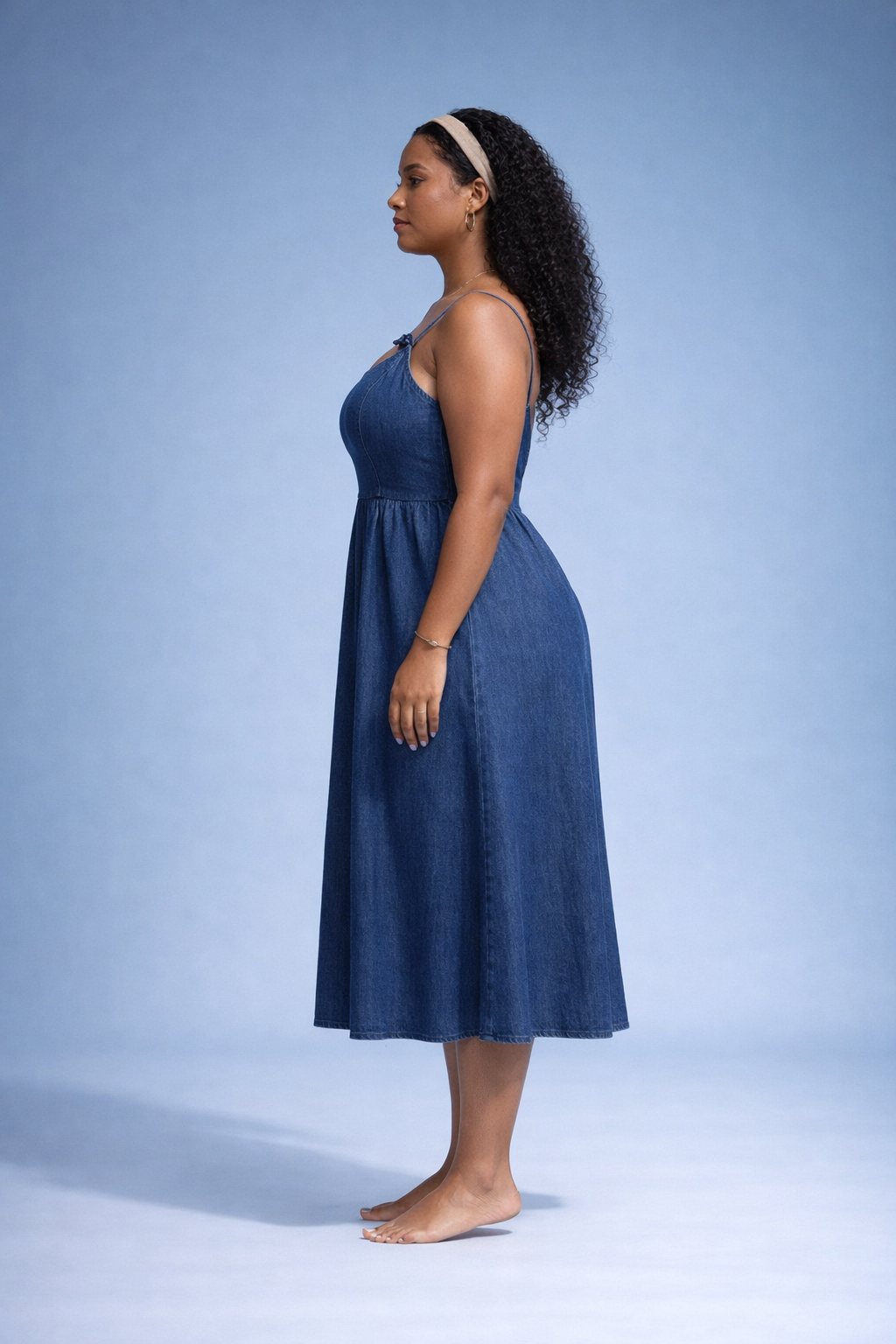 Bellod – Denim Dames Midijurk Met Strikbandjes