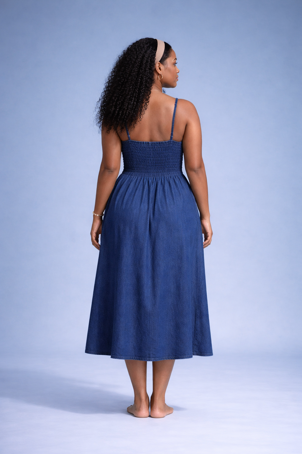 Bellod – Denim Dames Midijurk Met Strikbandjes