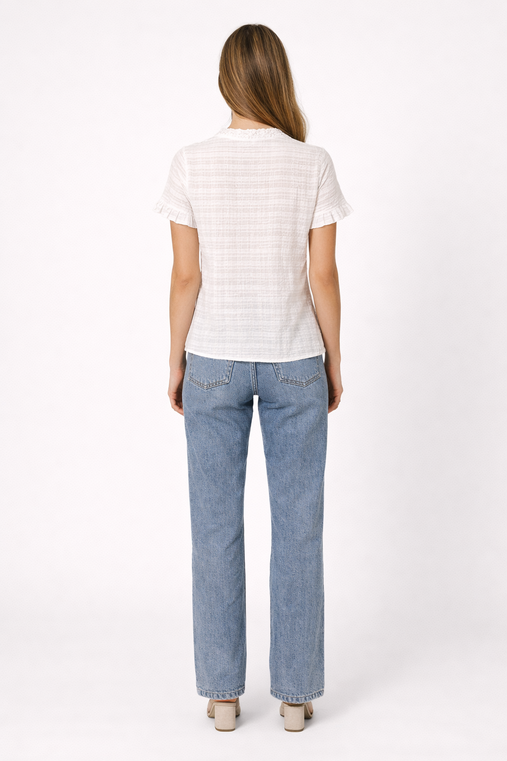 Dafne – Witte Dames Top Met Kantdetails