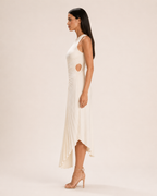 Beatrix - One-shoulder Maxi-jurk Met Zijuitsparing En Plooien