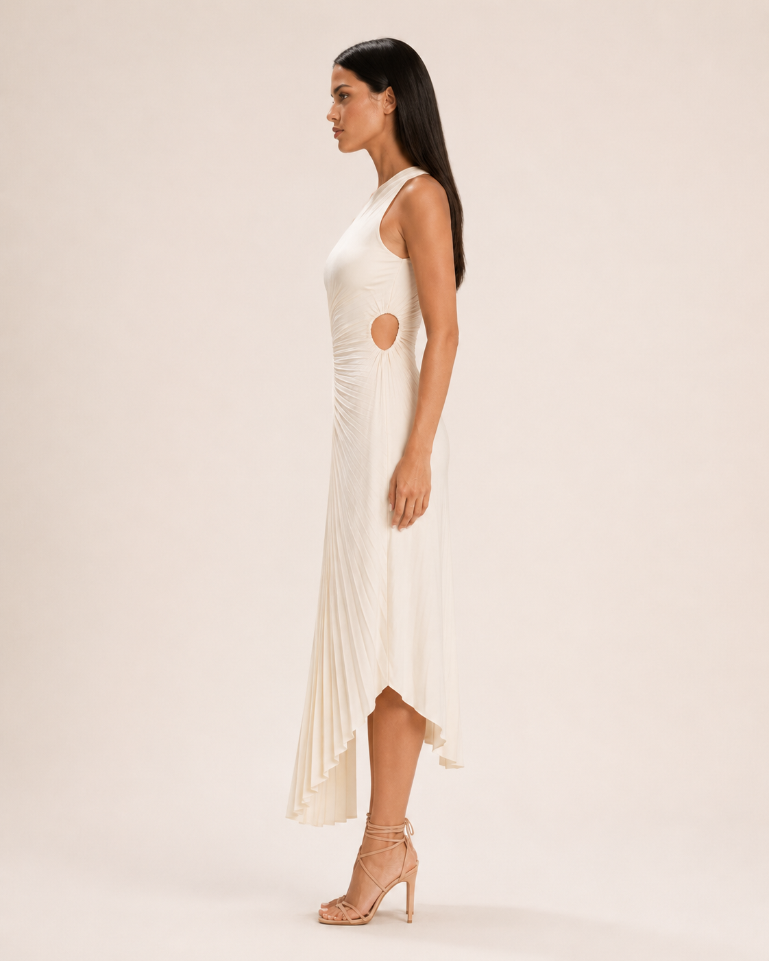 Beatrix - One-shoulder Maxi-jurk Met Zijuitsparing En Plooien