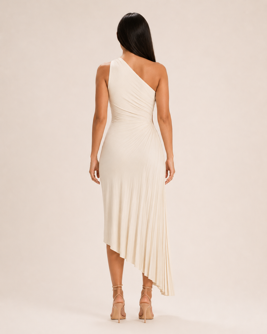 Beatrix - One-shoulder Maxi-jurk Met Zijuitsparing En Plooien