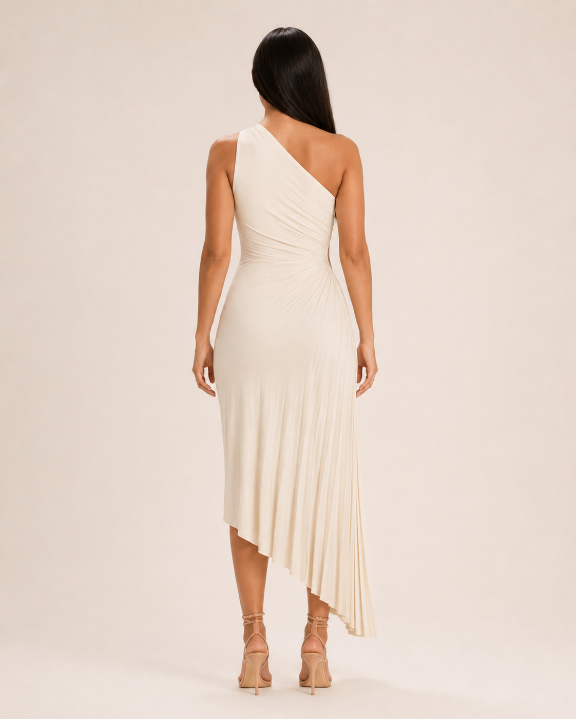 Beatrix - One-shoulder Maxi-jurk Met Zijuitsparing En Plooien