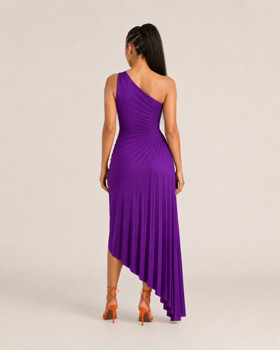 Beatrix - One-shoulder Maxi-jurk Met Zijuitsparing En Plooien