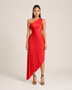 Beatrix - One-shoulder Maxi-jurk Met Zijuitsparing En Plooien