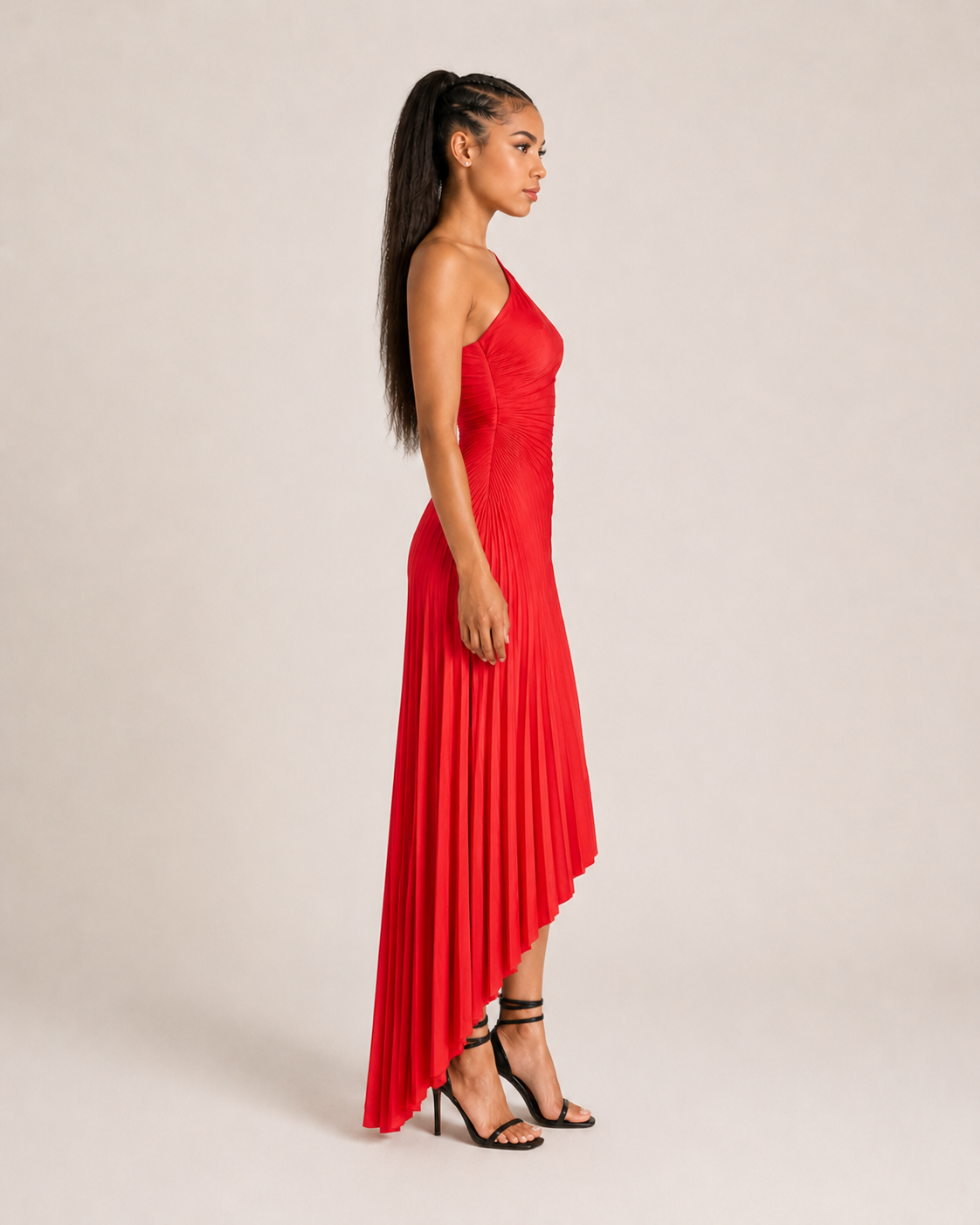 Beatrix - One-shoulder Maxi-jurk Met Zijuitsparing En Plooien