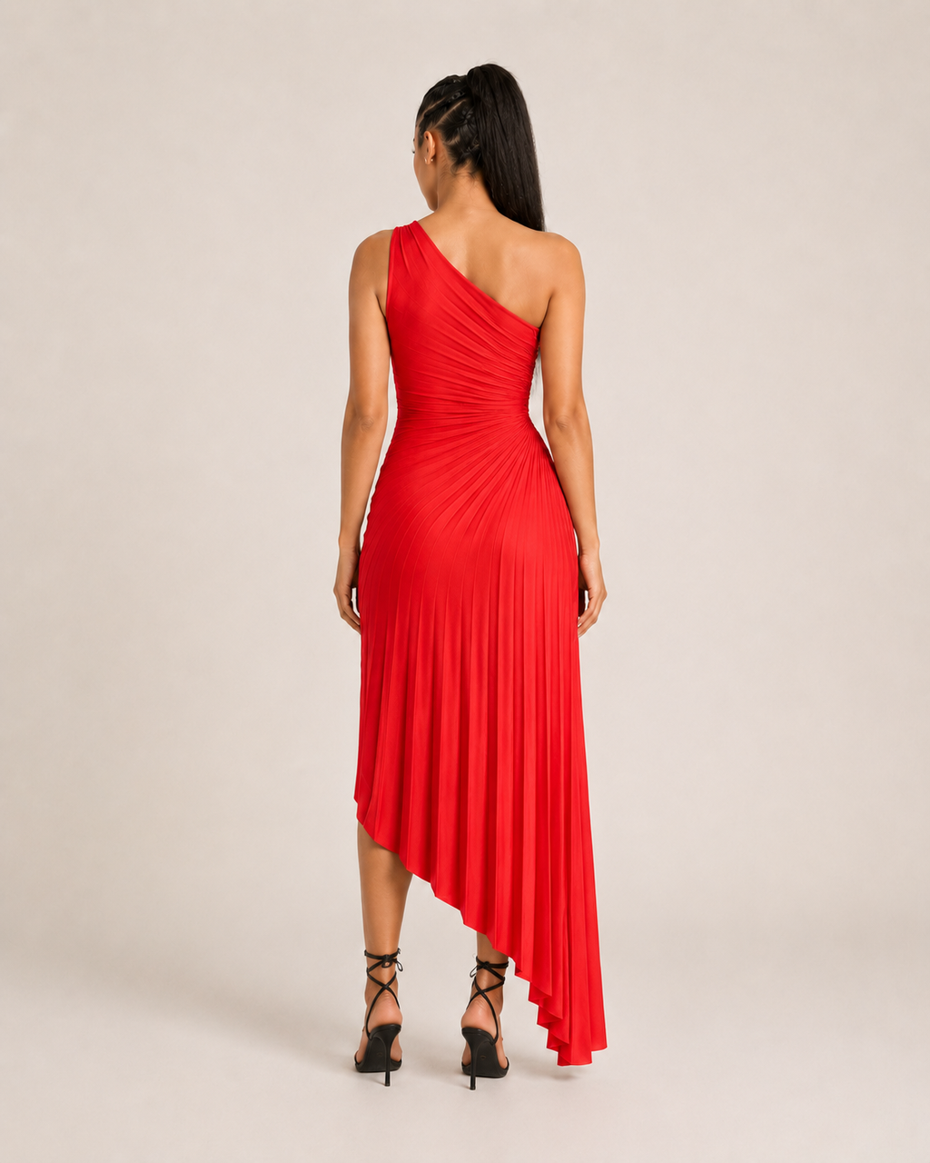 Beatrix - One-shoulder Maxi-jurk Met Zijuitsparing En Plooien