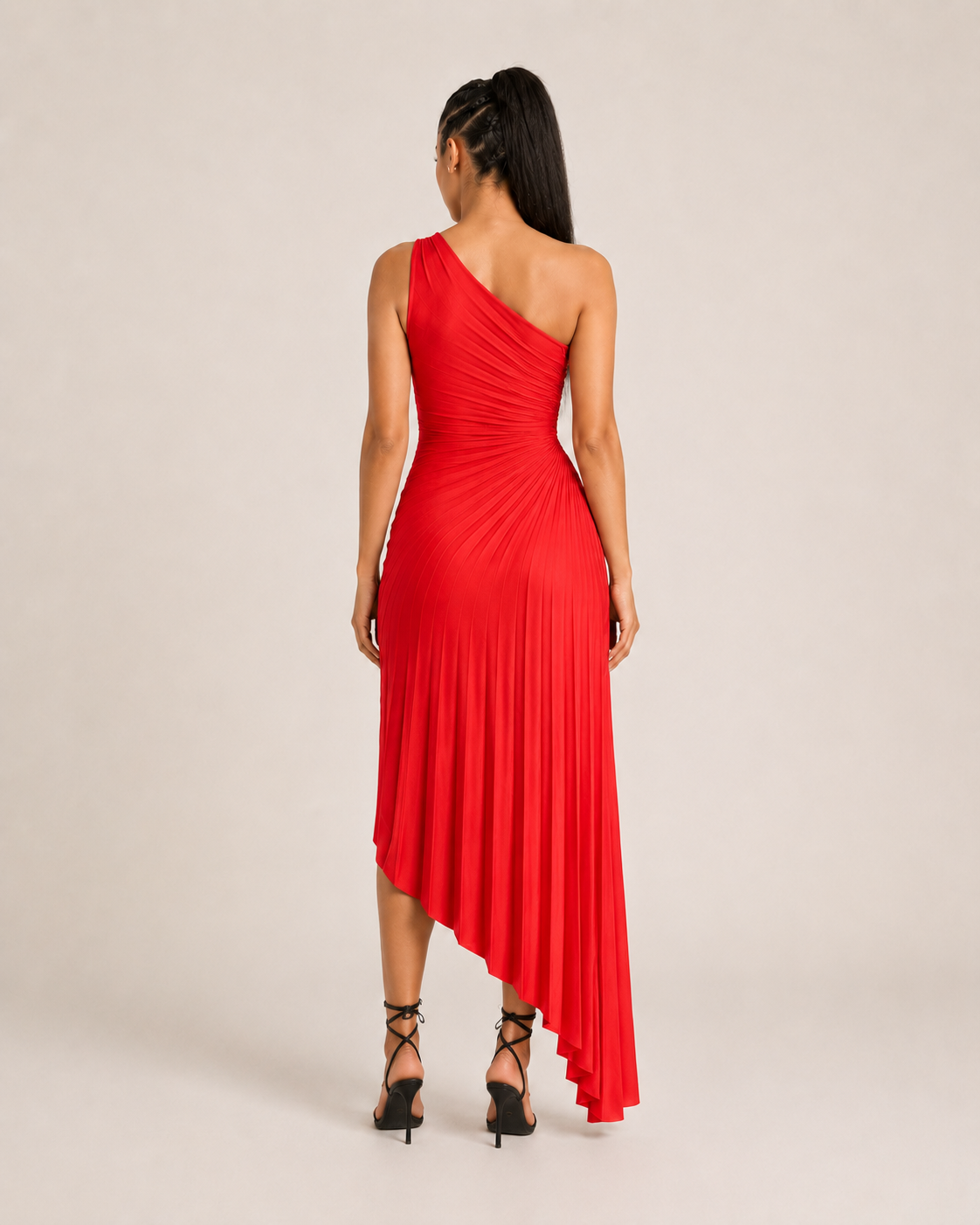 Beatrix - One-shoulder Maxi-jurk Met Zijuitsparing En Plooien