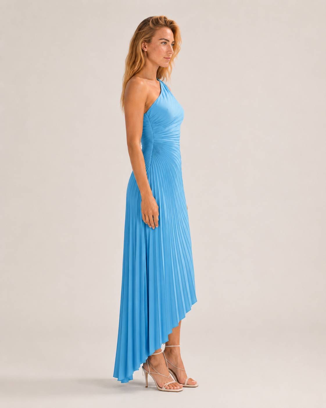 Beatrix - One-shoulder Maxi-jurk Met Zijuitsparing En Plooien