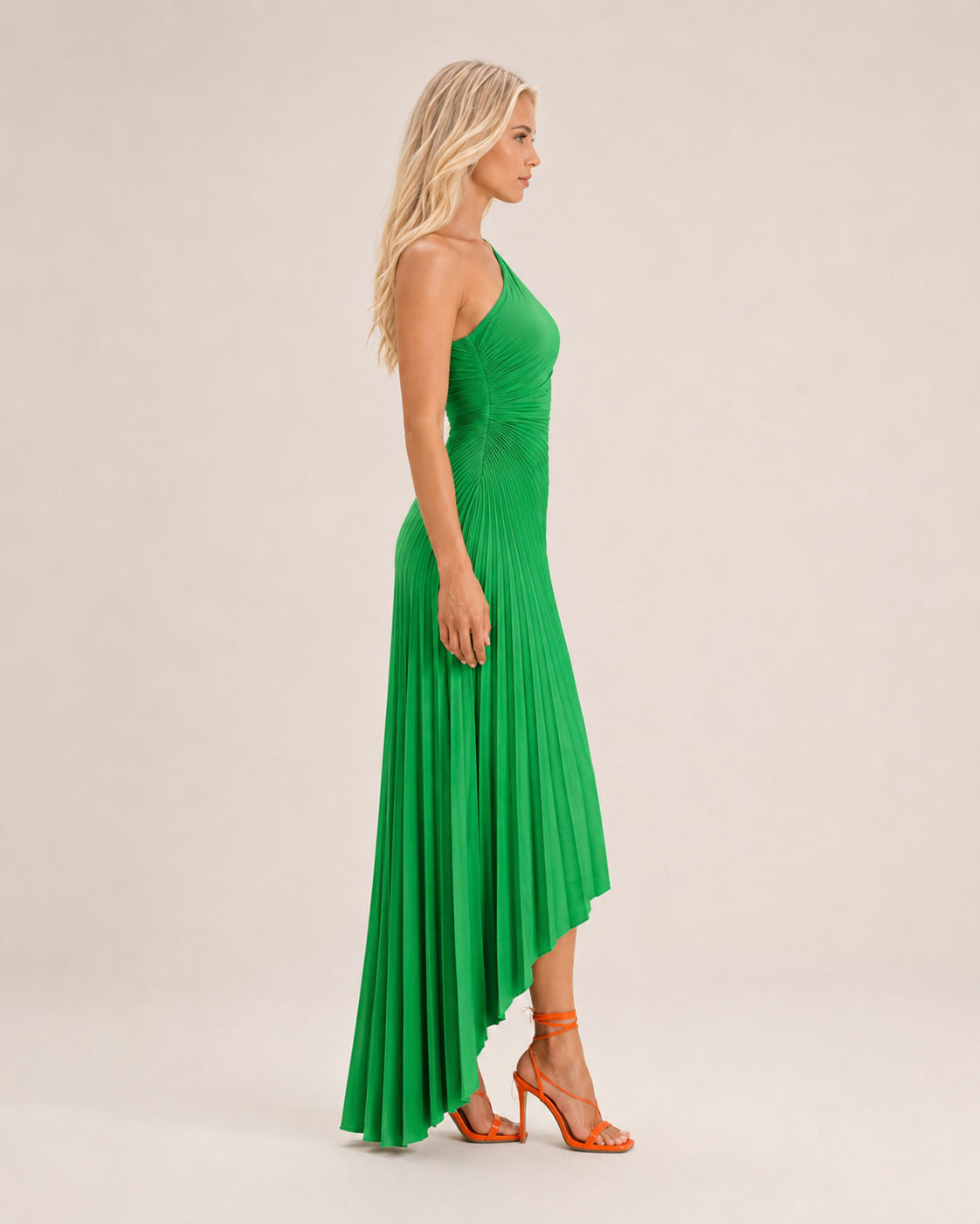 Beatrix - One-shoulder Maxi-jurk Met Zijuitsparing En Plooien