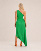 Beatrix - One-shoulder Maxi-jurk Met Zijuitsparing En Plooien