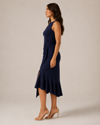 Mirthe - Asymmetrische Midi-jurk Met Knoopdetail