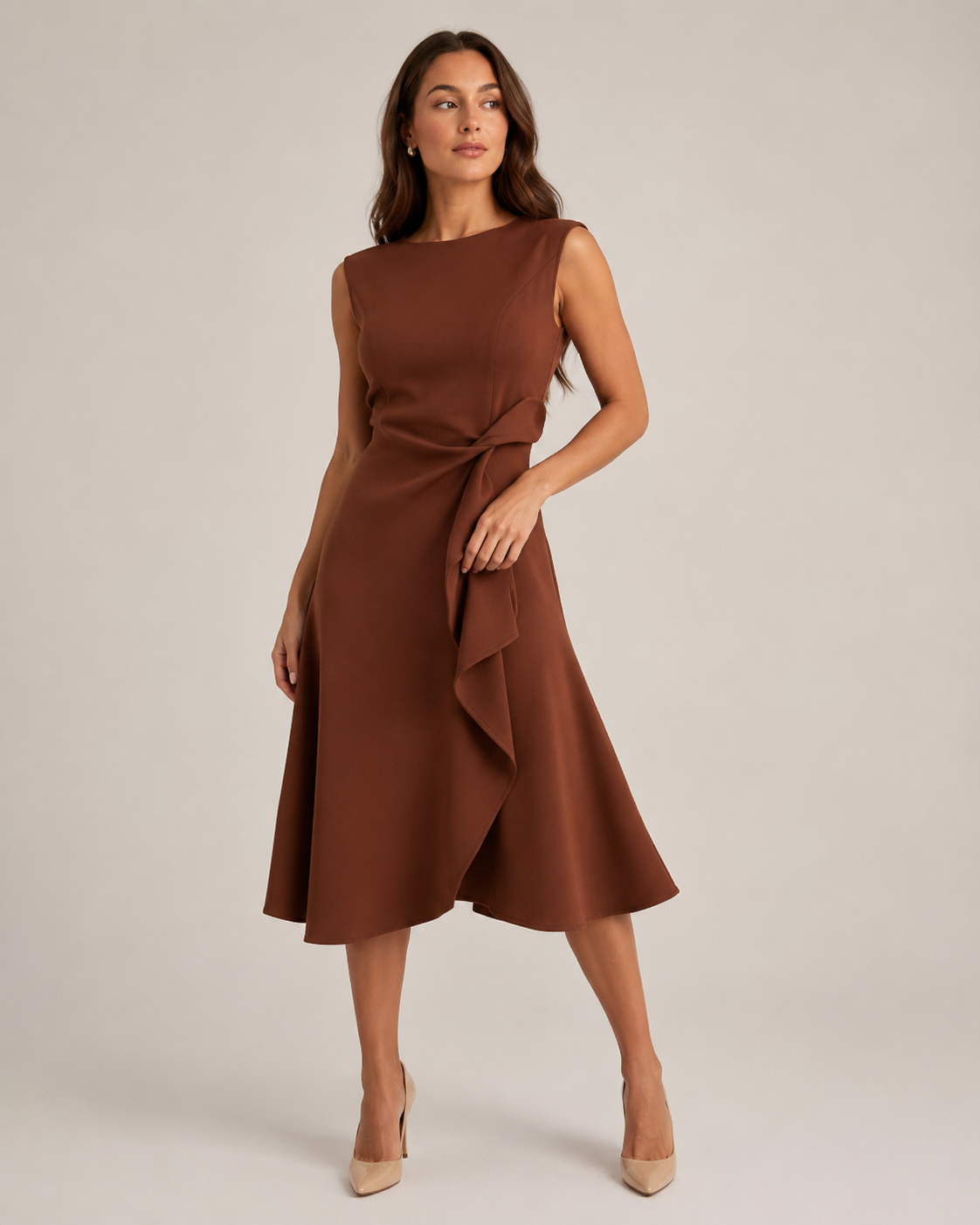 Mirthe - Asymmetrische Midi-jurk Met Knoopdetail