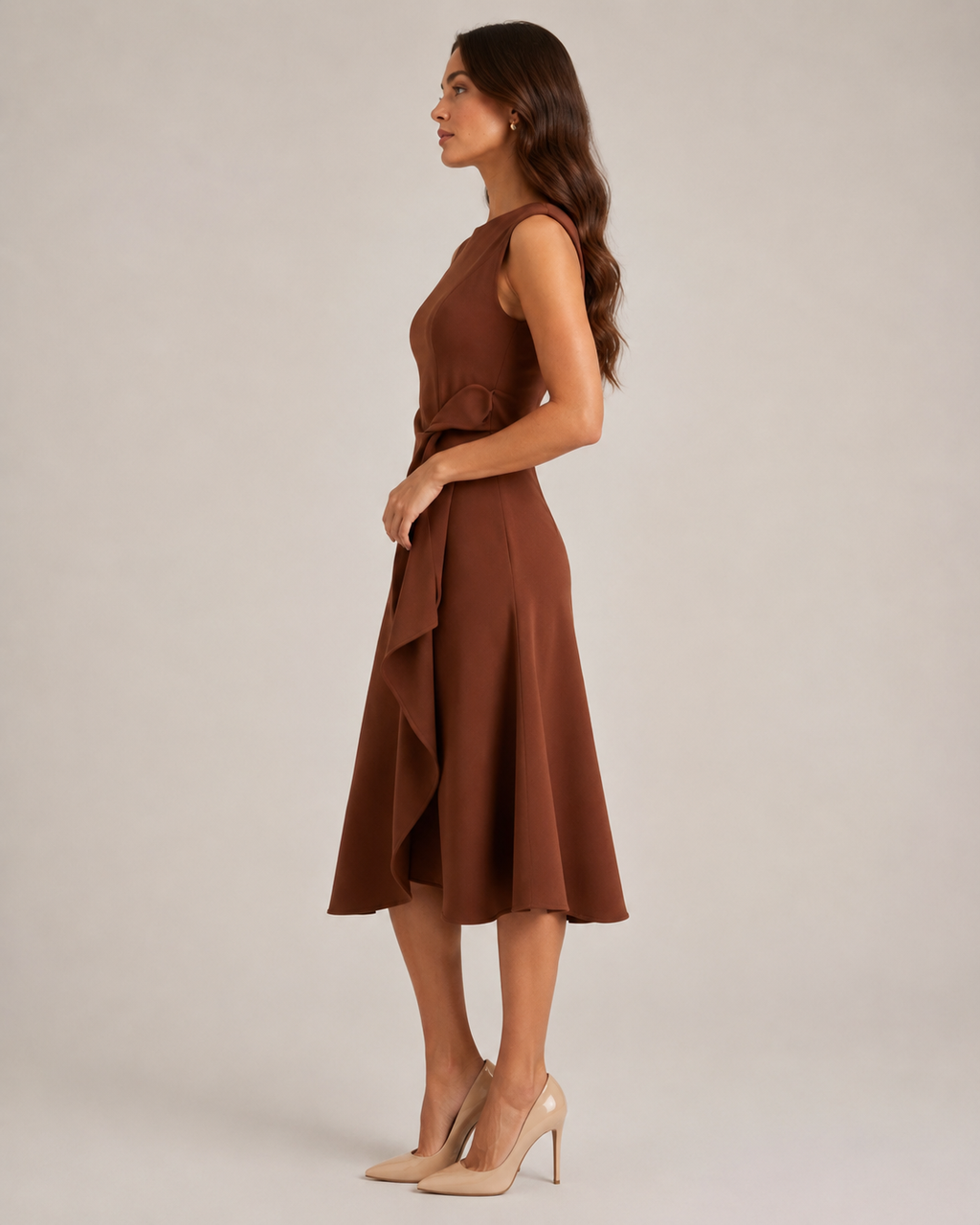 Mirthe - Asymmetrische Midi-jurk Met Knoopdetail