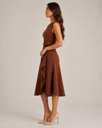 Mirthe - Asymmetrische Midi-jurk Met Knoopdetail