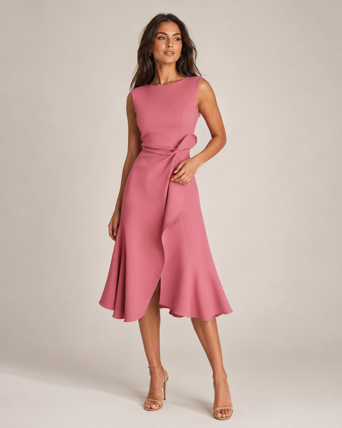 Mirthe - Asymmetrische Midi-jurk Met Knoopdetail