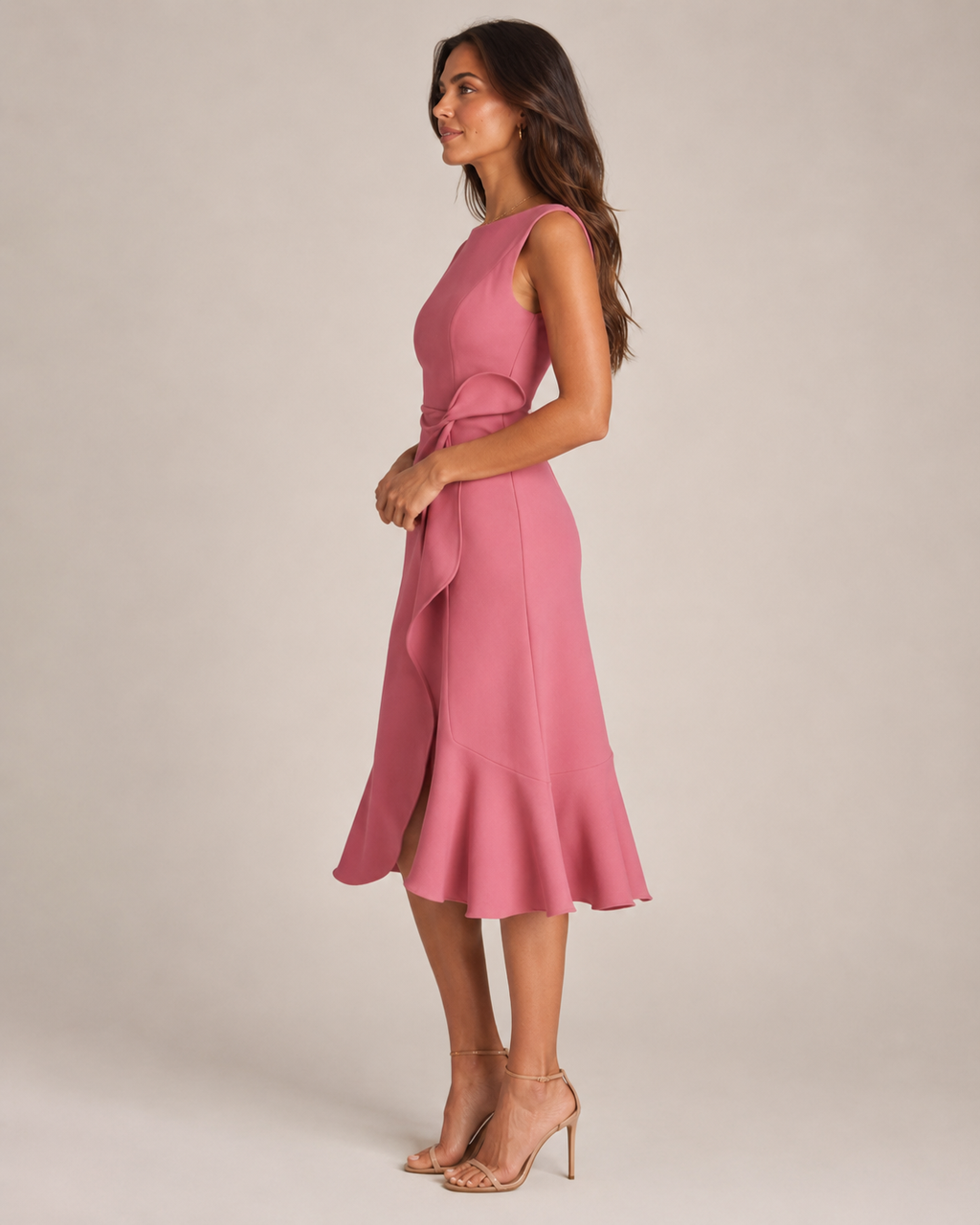 Mirthe - Asymmetrische Midi-jurk Met Knoopdetail