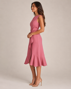 Mirthe - Asymmetrische Midi-jurk Met Knoopdetail