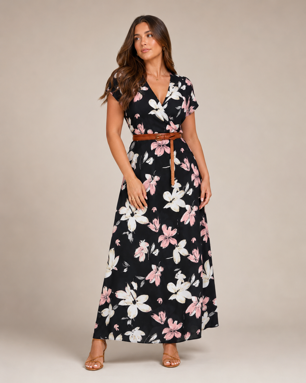 Miranda - Maxi-jurk Met Sierlijke Print En Bindriem