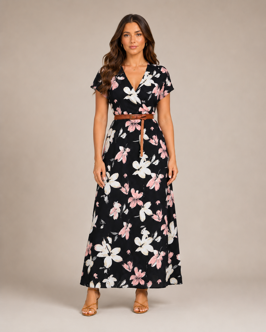 Miranda - Maxi-jurk Met Sierlijke Print En Bindriem