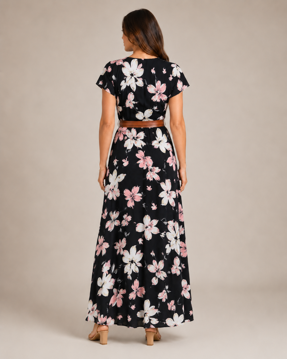 Miranda - Maxi-jurk Met Sierlijke Print En Bindriem