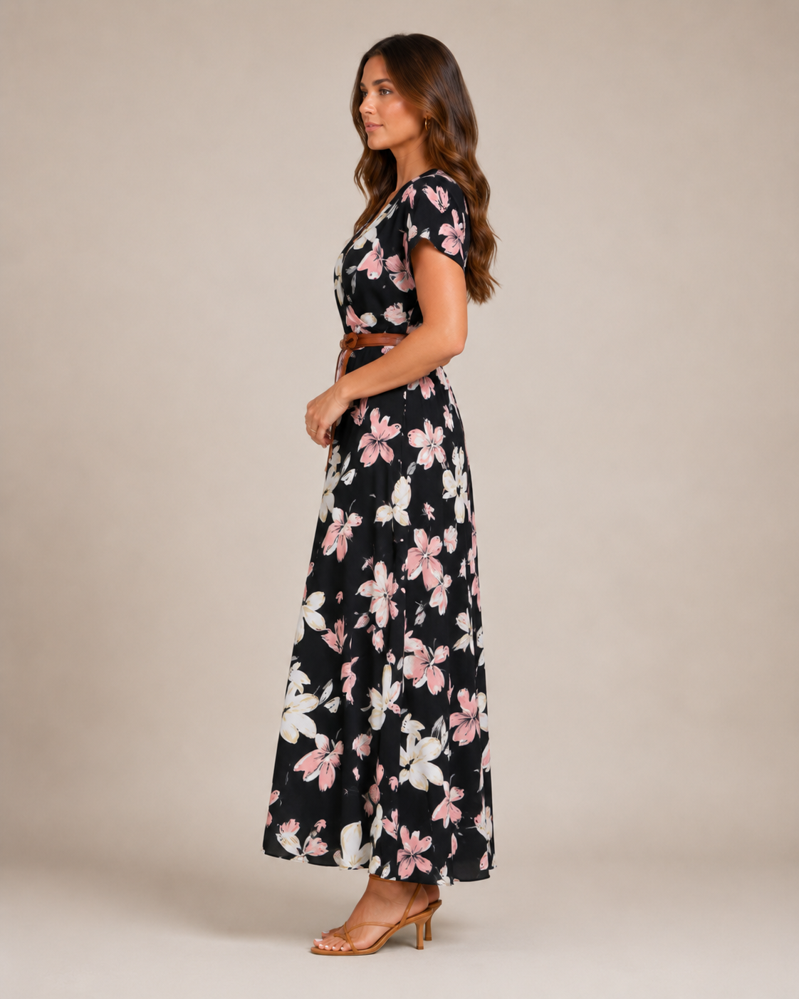 Miranda - Maxi-jurk Met Sierlijke Print En Bindriem