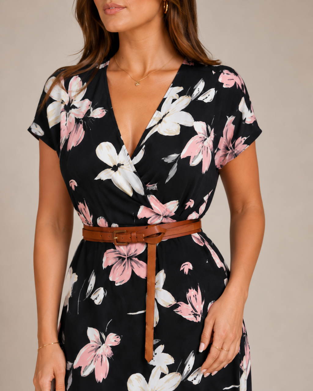 Miranda - Maxi-jurk Met Sierlijke Print En Bindriem