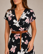 Miranda - Maxi-jurk Met Sierlijke Print En Bindriem