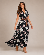 Miranda - Maxi-jurk Met Sierlijke Print En Bindriem