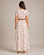 Miranda - Maxi-jurk Met Sierlijke Print En Bindriem