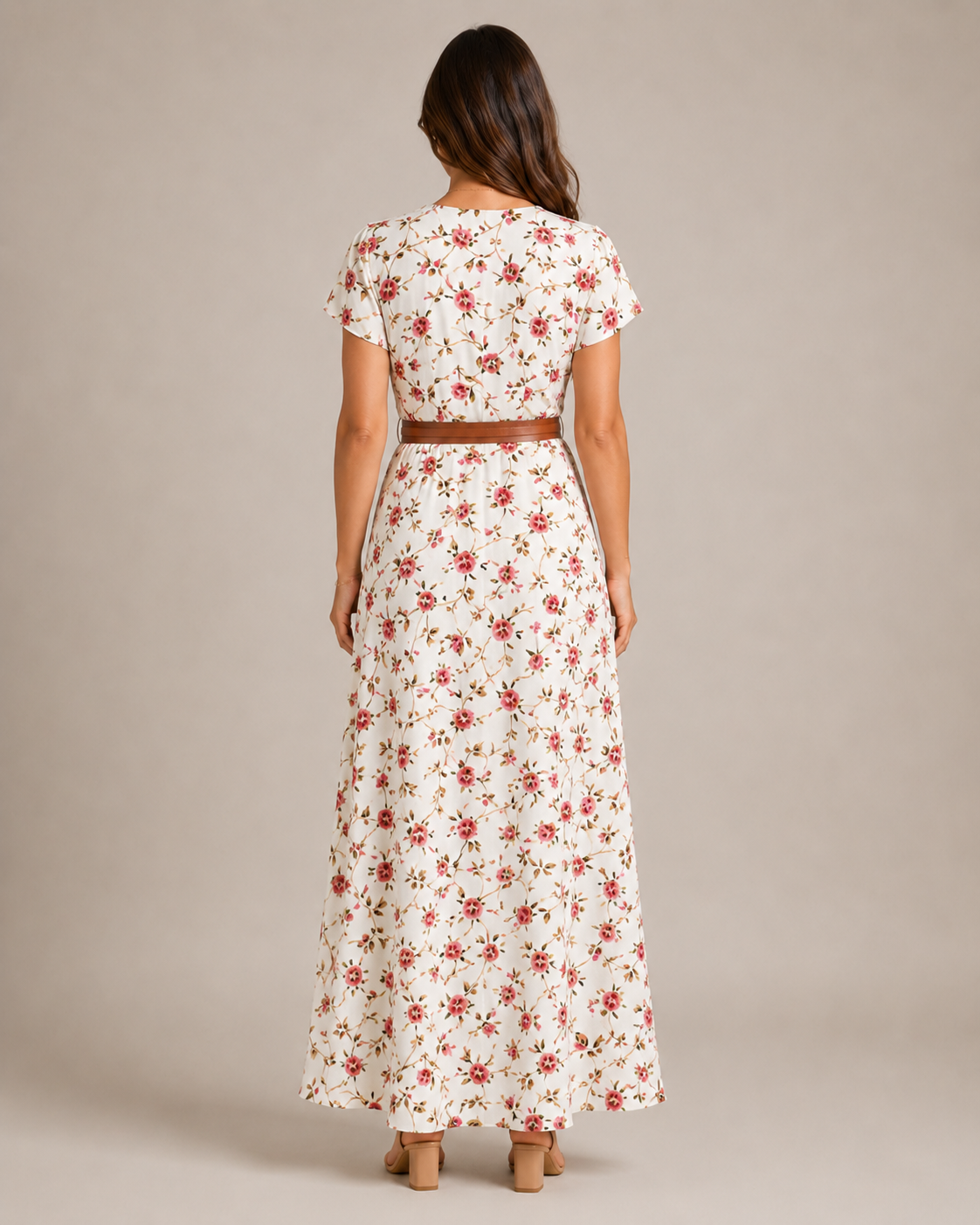 Miranda - Maxi-jurk Met Sierlijke Print En Bindriem