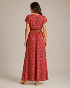 Miranda - Maxi-jurk Met Sierlijke Print En Bindriem