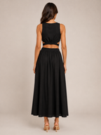 Tirenza - Dames Katoenen Maxi-Rok Met Elastische Taille En Steekzakken