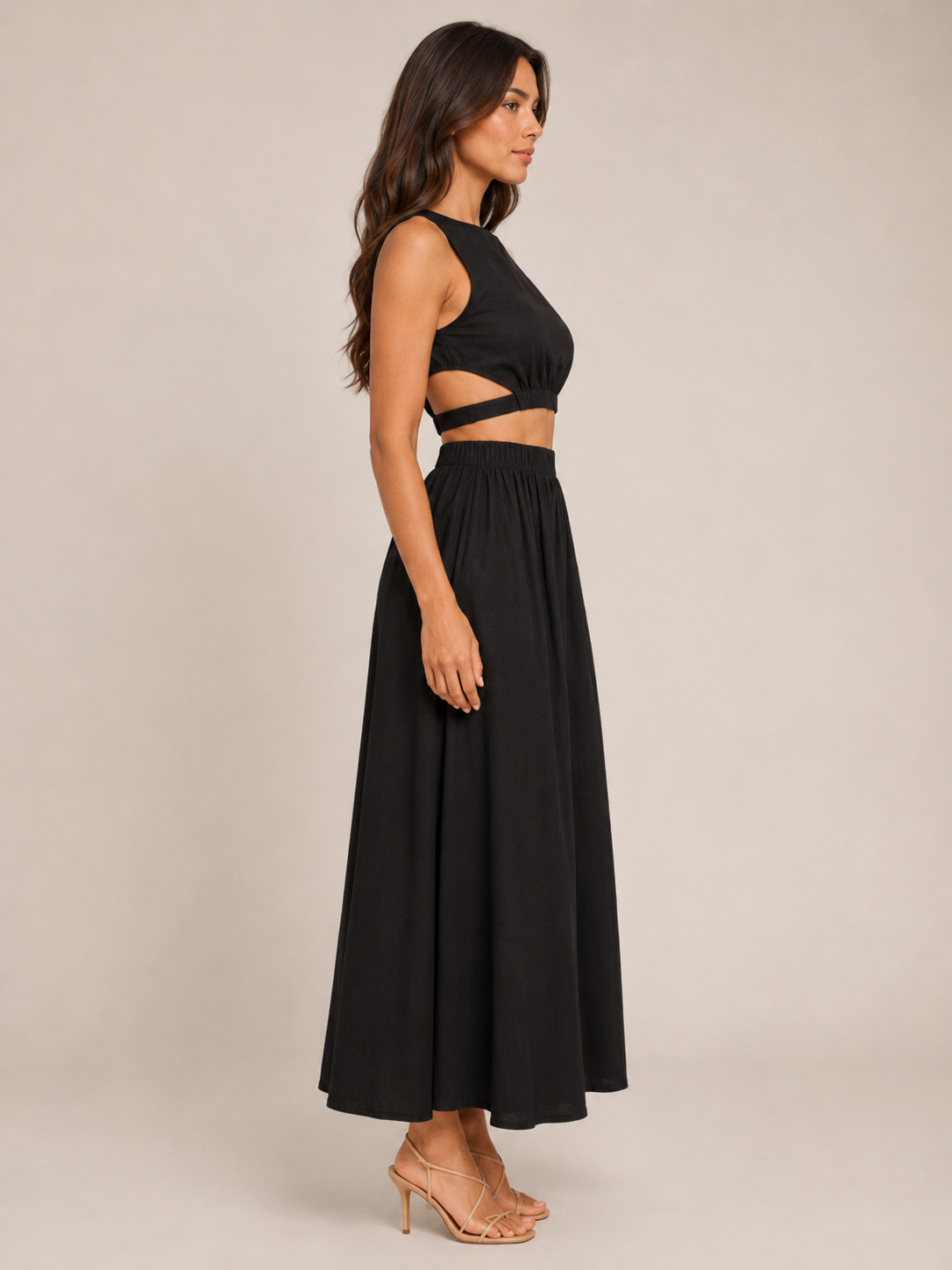Tirenza - Dames Katoenen Maxi-Rok Met Elastische Taille En Steekzakken