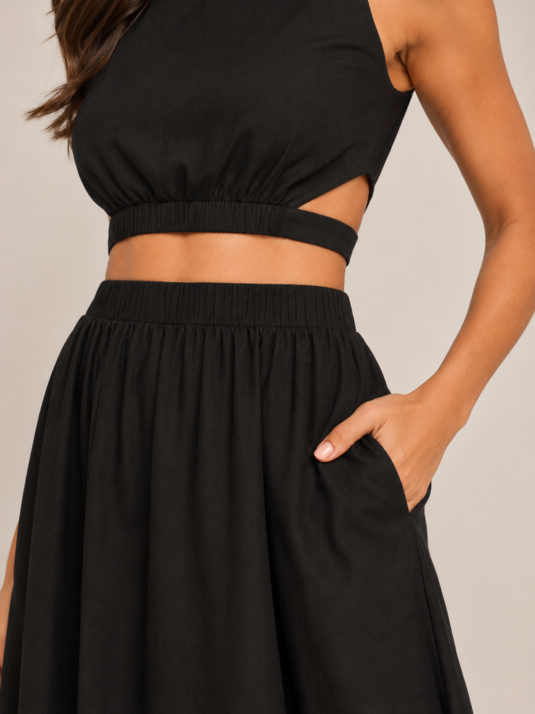 Tirenza - Dames Katoenen Maxi-Rok Met Elastische Taille En Steekzakken
