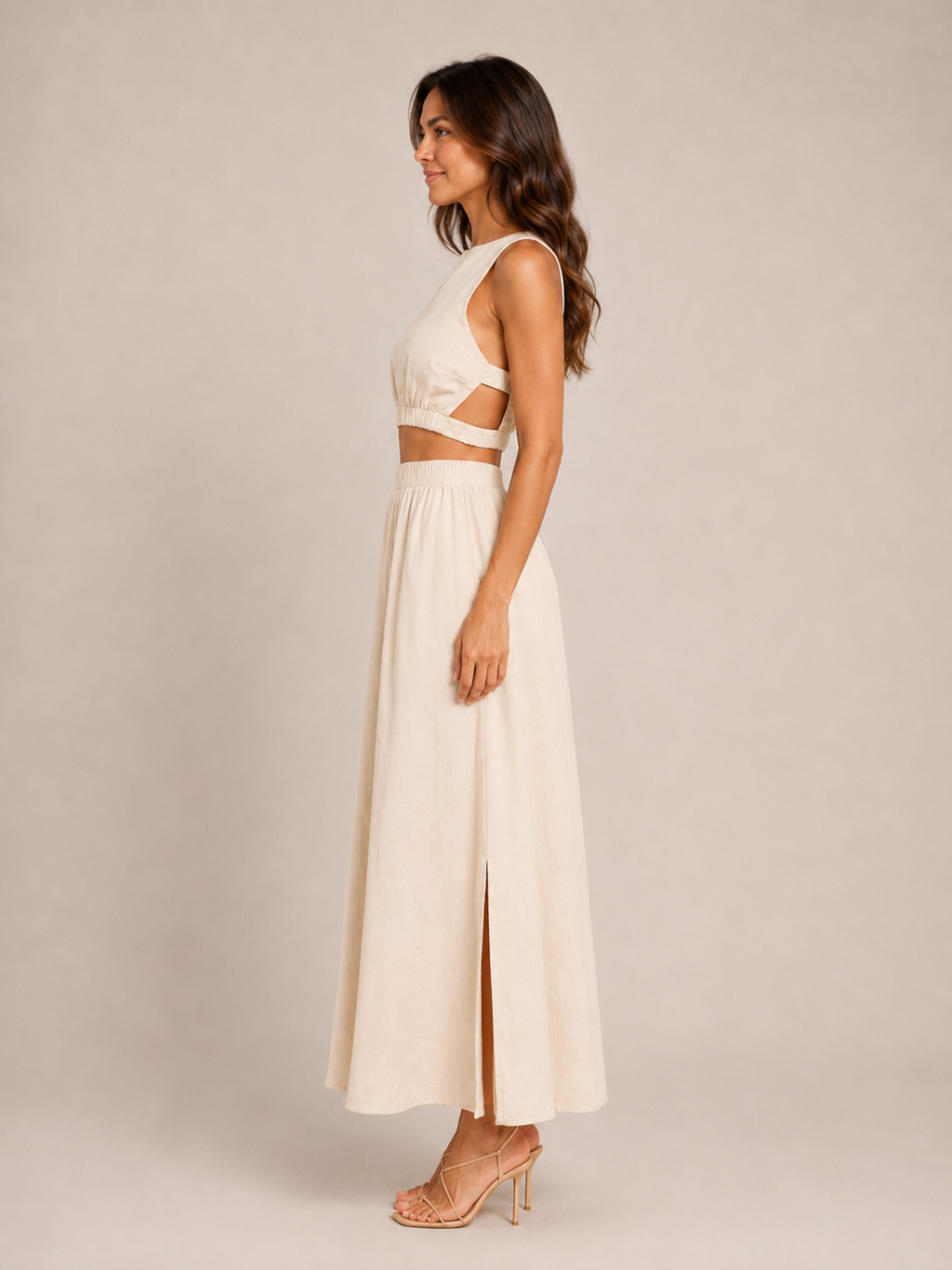 Tirenza - Dames Katoenen Maxi-Rok Met Elastische Taille En Steekzakken