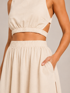 Tirenza - Dames Katoenen Maxi-Rok Met Elastische Taille En Steekzakken