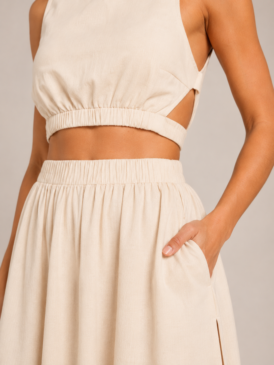 Tirenza - Dames Katoenen Maxi-Rok Met Elastische Taille En Steekzakken