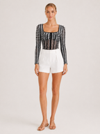 Trezoria - Bodysuit Met Vierkante Hals En Transparante Taille