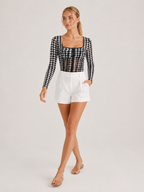 Trezoria - Bodysuit Met Vierkante Hals En Transparante Taille