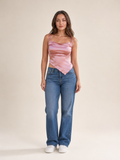 Karelle - Roze Satijnen Top Met Asymmetrische Snit