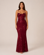 Kivana - Glitter Maxi-jurk Met Verstelbare Schouderbandjes