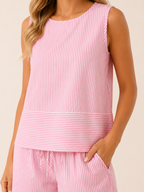 Unessa - Dames Tweedelige Set Met Gestreepte Top En Short